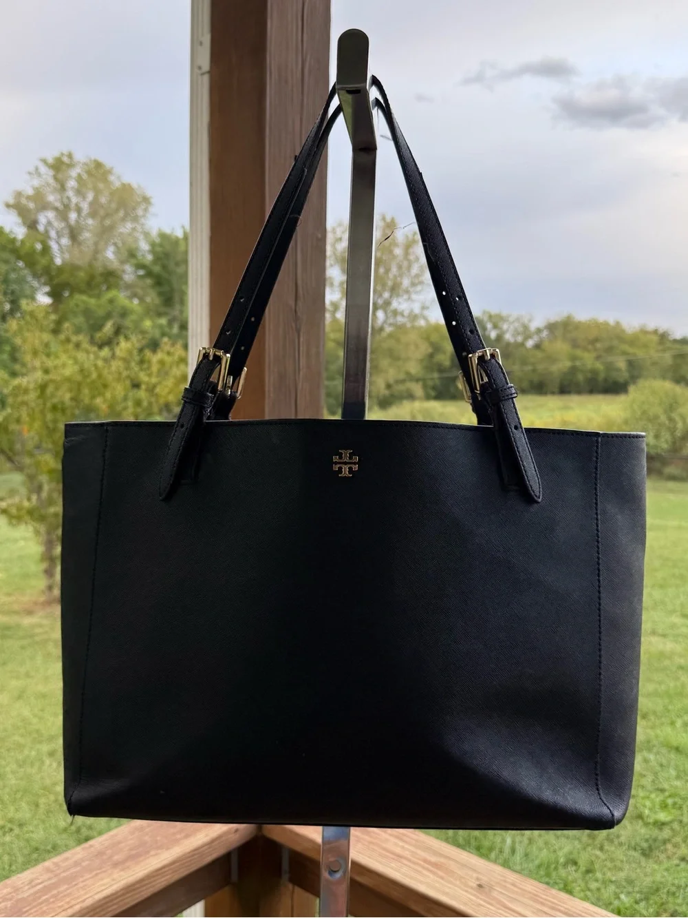 Tory Burch Black Saffiano leather shoulder bag